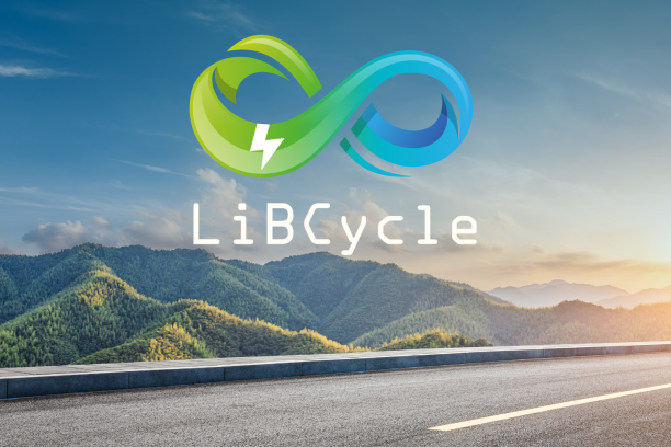 Green and blue infinity-style LiBCycle logo with a white lightning bolt above LiBCycle text over mountains and a road.